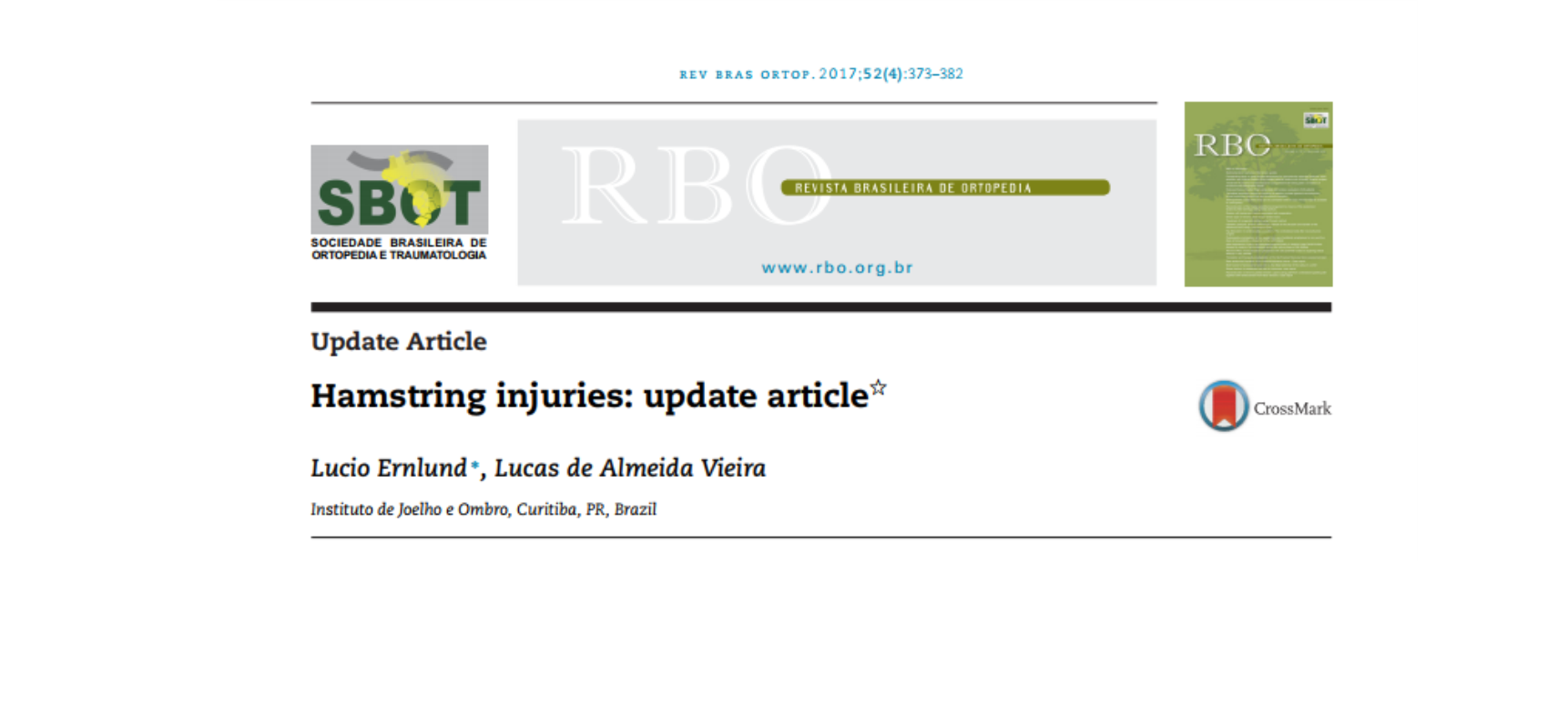 RBO – Artigo sobre Lesões dos Isquiotibiais por Dr. Lúcio Ernlund e Dr. Lucas Vieira